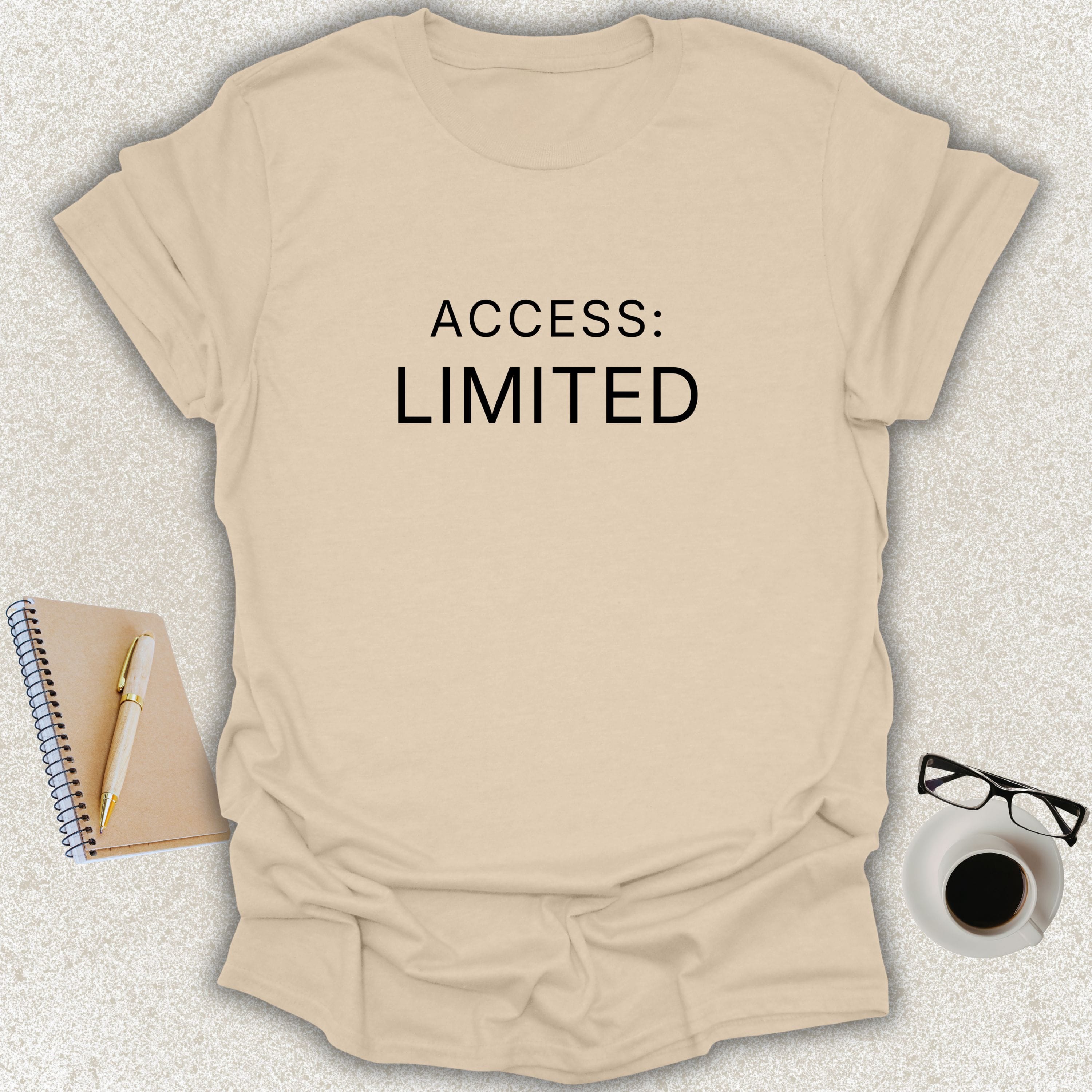 ACCESS LIMITED minimalist typography t-shirt on sand shirt