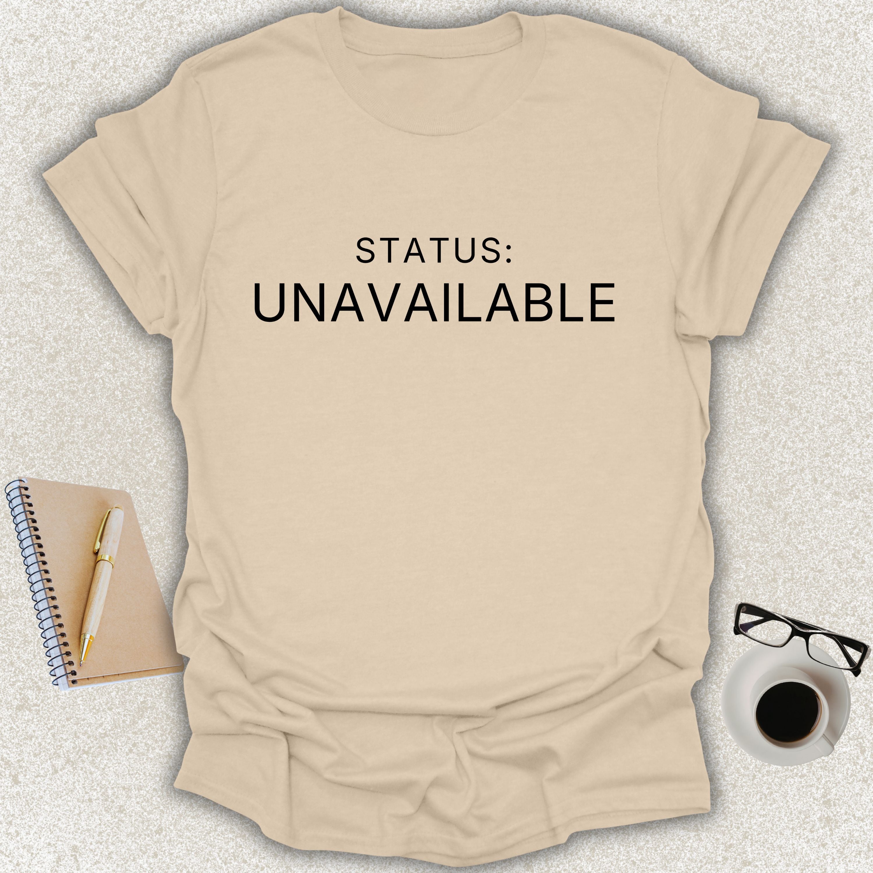 STATUS UNAVAILABLE Core minimalist typography t-shirt on sand shirt